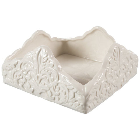 COCCOLE DI CASA Porta tovaglioli DAMASK in ceramica bianca 20x20x9,5 cm JM10320