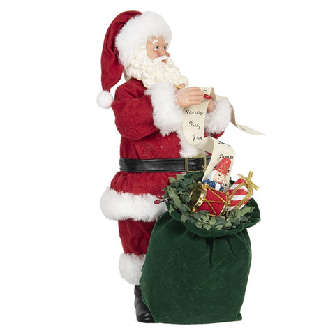 CLAYRE & EEF Decorazione natalizia Babbo Natale con abiti in tessuto rosso 17x13x28 cm