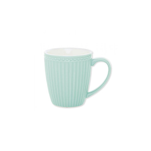 GREENGATE Mug tazza da latte in porcellana con manico 300 ml, collezione ALICE menta fresca H 9x10 cm