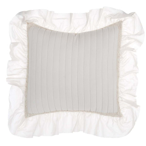 BLANC MARICLO' Cuscino quadrato bianco in poliestere con balza in pizzo 40x40 cm