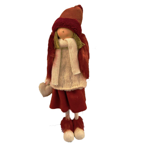 PREZIOSA LUXURY Bambola in piedi natalizia ARIANNA tessuto rosso H 54 cm