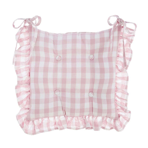Blanc Mariclò Set due cuscini sedia rosa con gala 100% cotone BON BON 40x40 cm