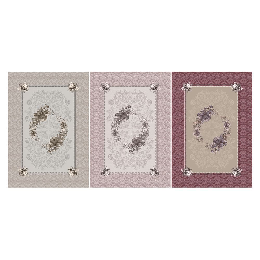 L'ATELIER 17 Tappeto camera da letto con rose damascato in misto cotone  Desert Rose 140x200 cm 3 varianti