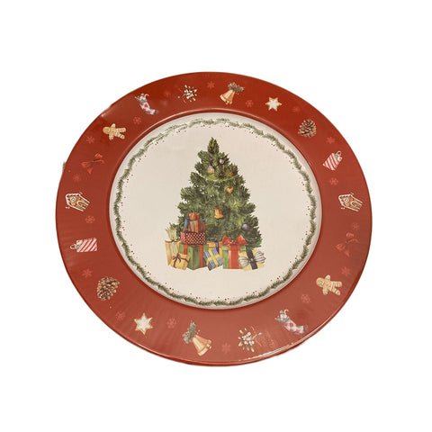 MAGNUS REGALO Piatto vassoio rotondo natalizio DELIGHT melammina 2 colori Ø33 cm