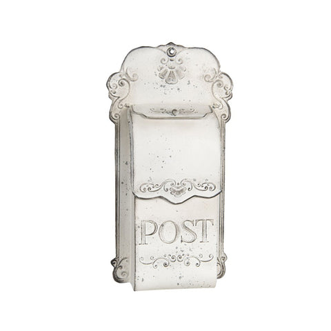 CLAYRE & EEF Decorazione cassetta della posta metallo bianco anticato 24x8x46 cm