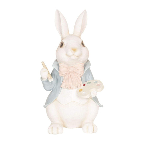 CLAYRE & EEF Decorazione coniglio pittore bianco 19x19x38 cm 6PR2604