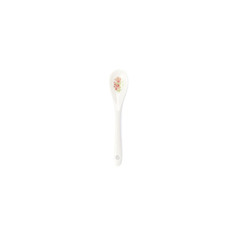 NUVOLE DI STOFFA Cucchiaino ELIZABETH porcellana bianca con fiori rosa H15 cm