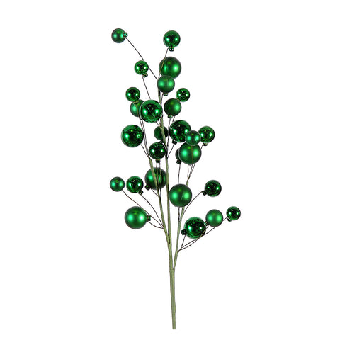 VETUR Decorazione natalizia ramo con palline verdi opache e lucide 79 cm