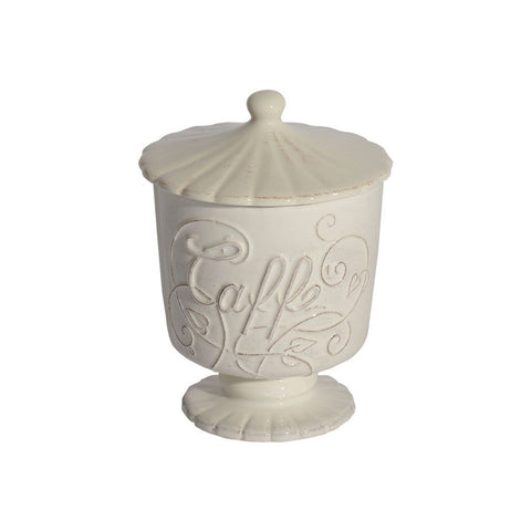 VIRGINIA CASA Barattolo per il caffè “VOLUTE” in ceramica bianca H18cm B199BT-1@B