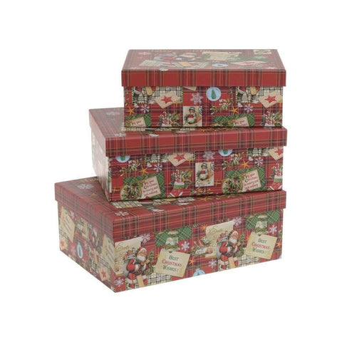 INART Set tre scatole regalo natalizie con Babbo natale 3 dimensioni 30x20x11.5 cm