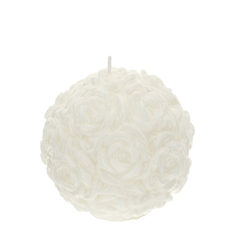 HERVIT Candela sfera piccola rose candela decorativa cera bianco laccato Ø11 cm