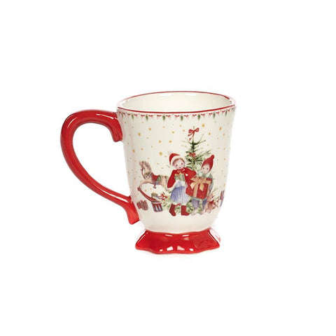 GOODWILL Mug natalizia tazza da latte porcellana rosso 2 varianti Ø12 H10,2 cm