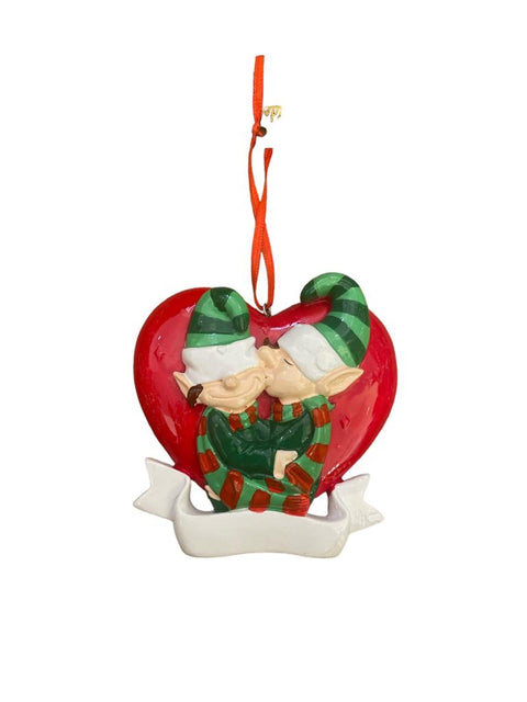 Elfidea Decoro albero Natale in resina elfi innamorati lovers 16xh9.5 cm