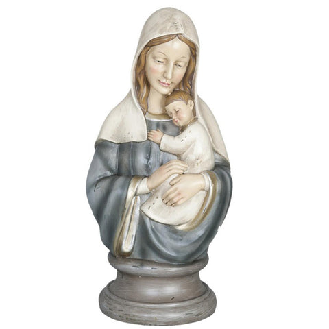 Clayre & Eef Statua decorativa natalizia maria in poliresina blu bianco 19x15x39 cm