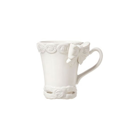 L'ARTE DI NACCHI Set 2 tazze da tè con fiocco ceramica bianca 350 ml KF-39