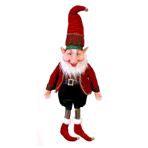 VETUR Elfo di Babbo Natale in resina rosso e nero da appendere h40cm
