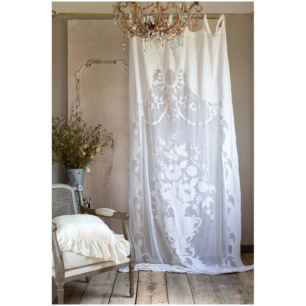 Blanc Mariclò Set of 2 white bedroom curtain sheets Dentelle 140x290 cm