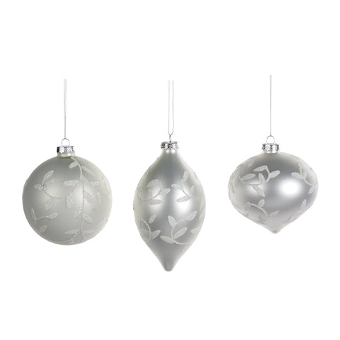 GOODWILL Decoro natalizio per albero pallina in vetro argento 3 varianti (1pz)