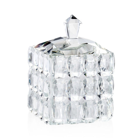 EMO' ITALIA Scatola portagioie GHIACCIO cubo con coperchio in cristallo 9x13 cm