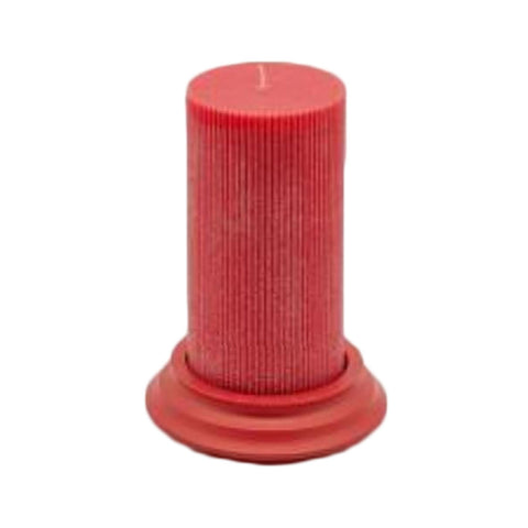 EDG Candela dorica con piatto candela cilindro cera rosso Ø10 cm H20 cm