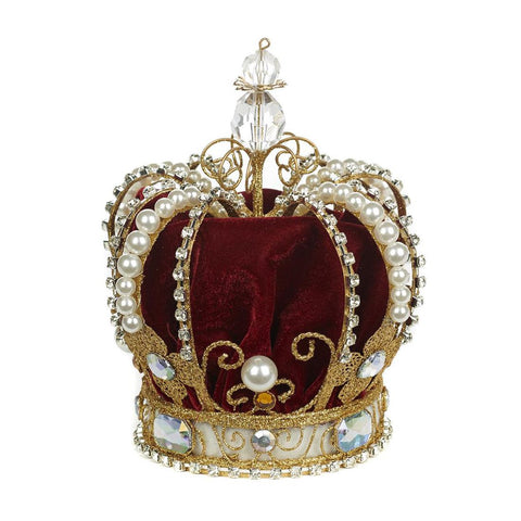 GOODWILL Corona decorazione corona con perline velluto rosso metallo oro 22 cm