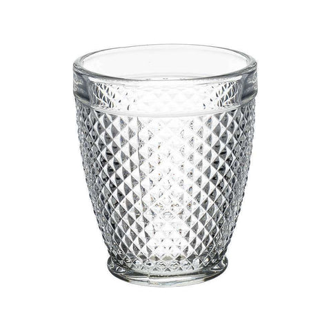 INART Set 6 bicchieri per whiskey vetro trasparente lavorato 310 ml Ø8 H10,5 cm