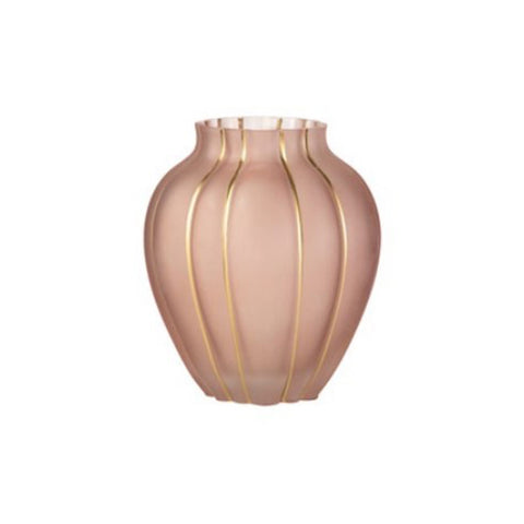 L'arte di Nacchi Vaso in vetro rosa rigato oro "Geometric" D17x21 cm