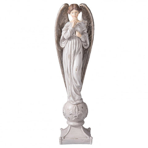 Clayre & Eef Statua natalizia angelo con ali bianco in poliresina 15x13x53 cm