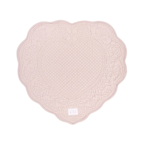 NUVOLE DI STOFFA Set due tovagliette americane quilt a cuore rosa in cotone, Shabby Chic Demetra 40x42 cm