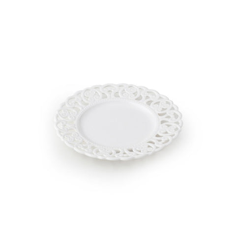 HERVIT Piattino dessert porcellana traforata bianca Ø18,5 cm 27298