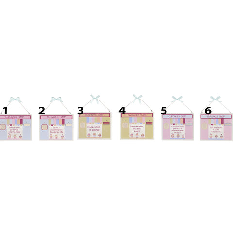 NUVOLE DI STOFFA Targhetta con frase CUPCAKE 6 varianti rosa 18x1,4x15 cm