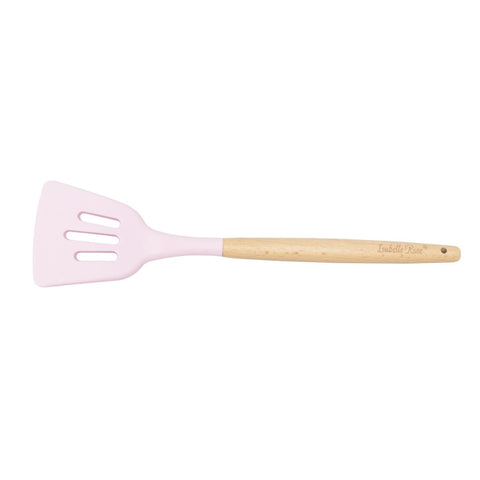 ISABELLE ROSE Paletta da cucina in silicone rosa con manico in legno 25 cm