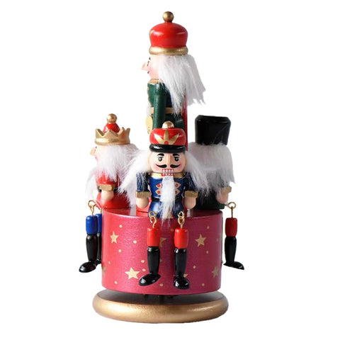 Clayre & Eef Addobbo natalizio Carillon musicale con tre schiaccianoci rosso e verde 9x20cm