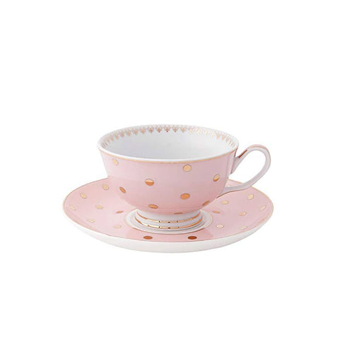 CLAYRE E EEF Set 2 tazze da tè con piattino rosa a pois 120 ml 6CE0651