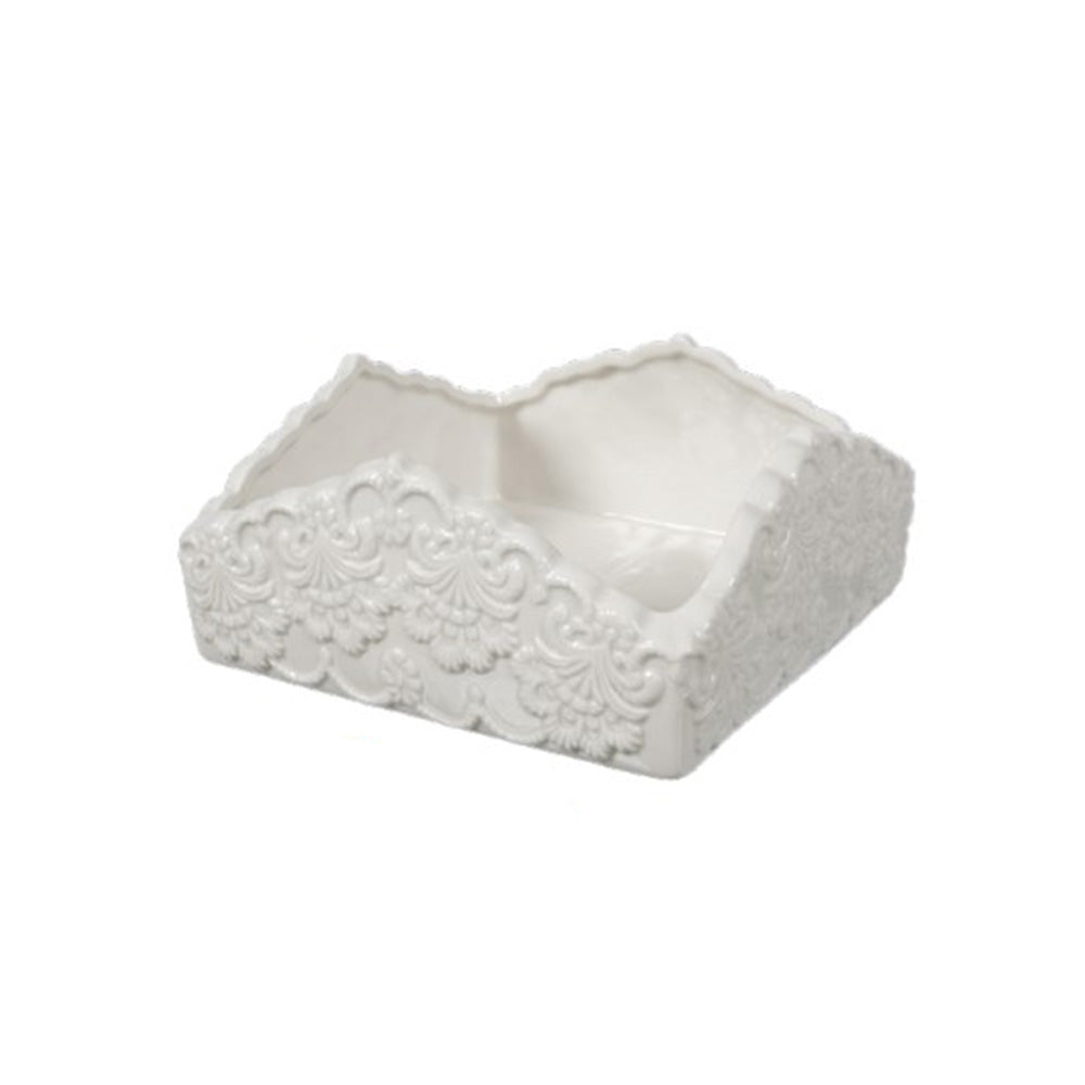 COCCOLE DI CASA Porta tovaglioli da tavola quadrato in ceramica bianca – Angelica  Home Stabia