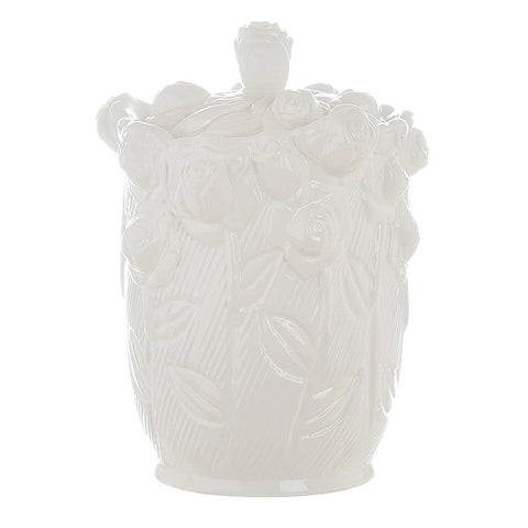 BLANC MARICLO' Barattolo con coperchio ceramica bianco decoro floreale 11x10x15