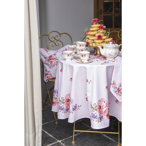 CLAYRE & EEF Canovaccio da cucina primaverile cotone rosa e fiori rosa 50x70cm