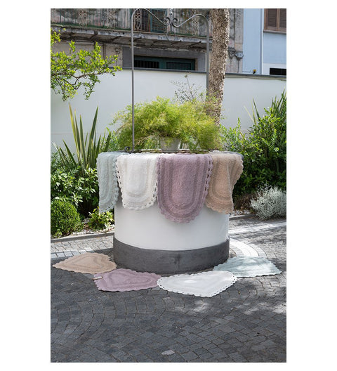 L'ATELIER 17 Tappeto ovale per bagno o camera, tappetino con crochet in puro cotone "Ovalino" 40x70 cm Shabby Chic 5 varianti