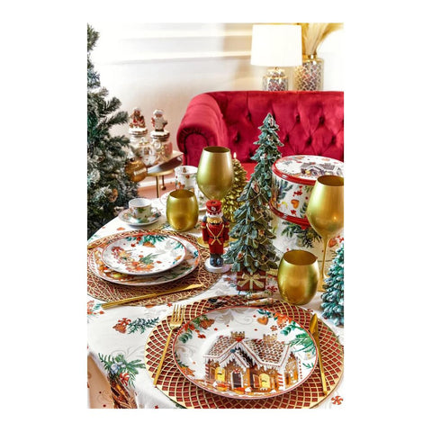 Fade Set 6 Bicchieri Flute natalizi in vetro oro satinato "KRISTOFF" 530 ml