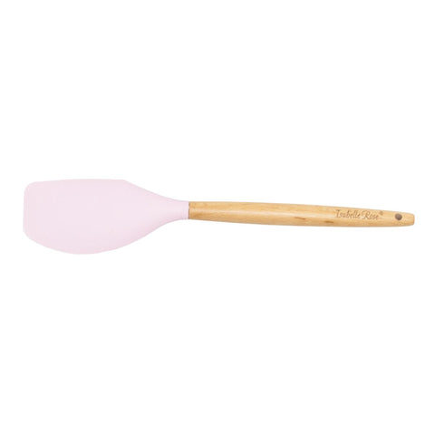 ISABELLE ROSE Spatola da cucina in silicone rosa con manico in legno 31 cm