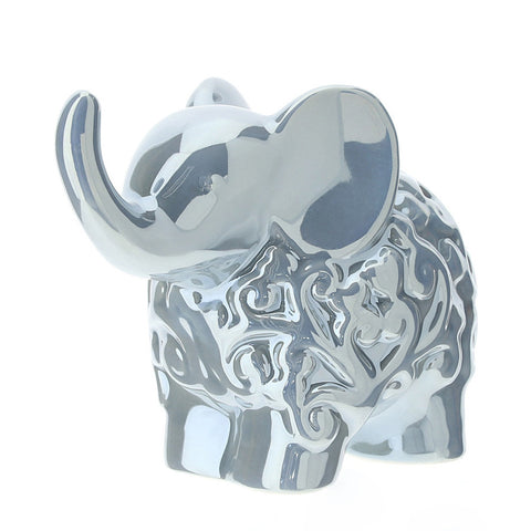 HERVIT Statuina elefante idea bomboniera porcellana celeste perlato H12 cm