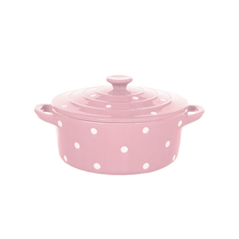 ISABELLE ROSE Pentola in ceramica con coperchio rosa e pois Ø30 x H14,8 cm