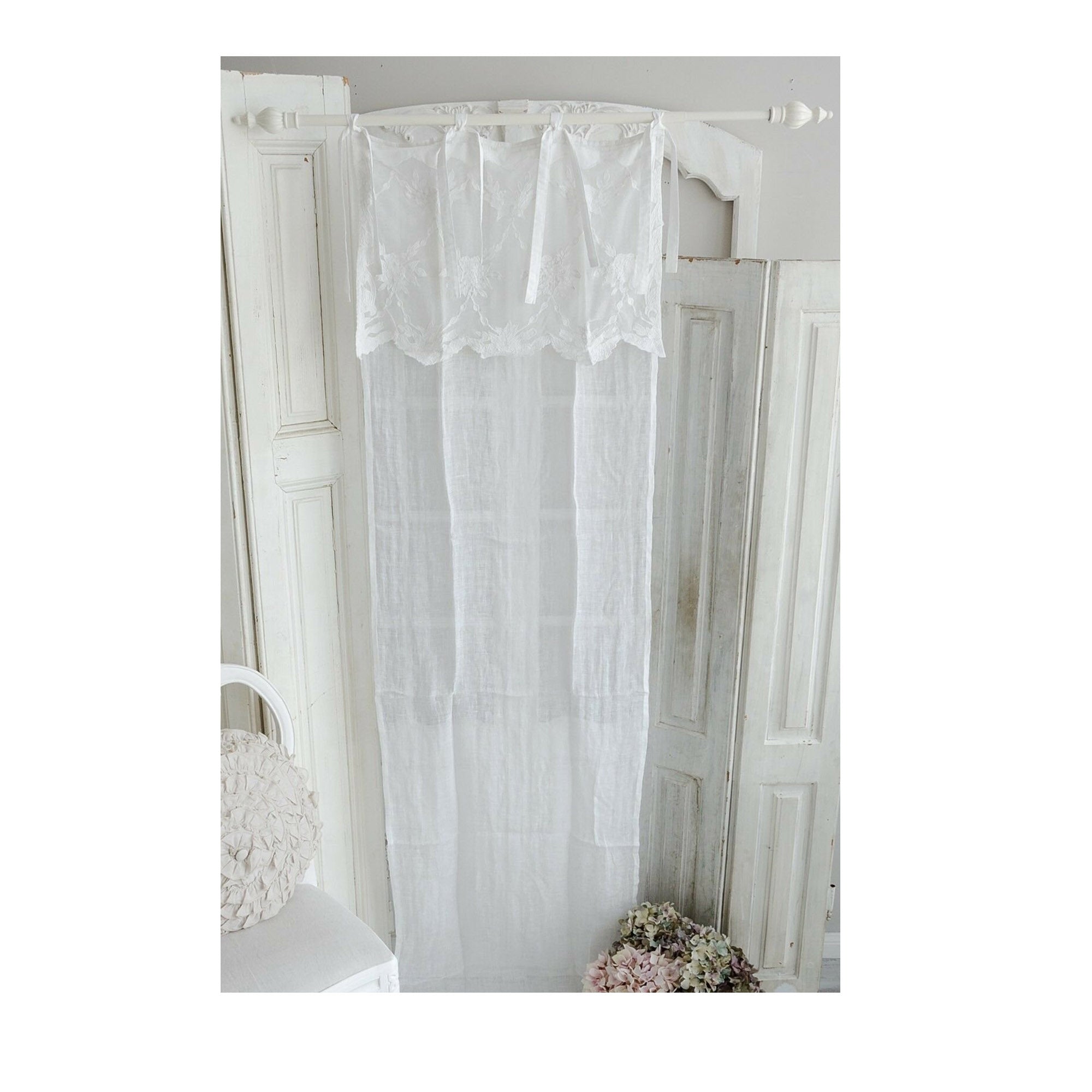 BLANC MARICLO' Set of 2 panels for French windows CLARISSA 60x220 cm A –  Angelica Home Stabia