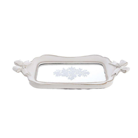 BLANC MARICLO' Vassoio con fiocchi specchiato in resina bianco 39x21,6x4 cm