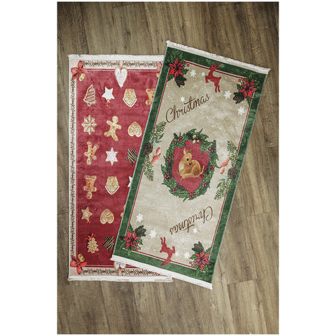 L'Atelier 17 Tappeto in Velour antiscivolo "Vintage Christmas" 67x180 cm 2 varianti (1pz)