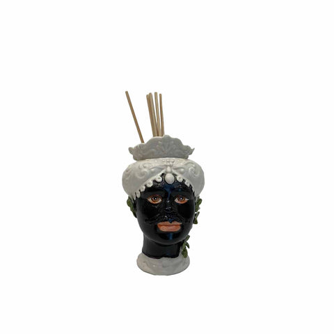 SBORDONE Profumatore testa di moro nero con bastoncini H12 cm TM901/1