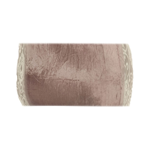 BLANC MARICLO' Set 2 federe guanciale velluto rosa antico pizzo avorio 50x80 cm