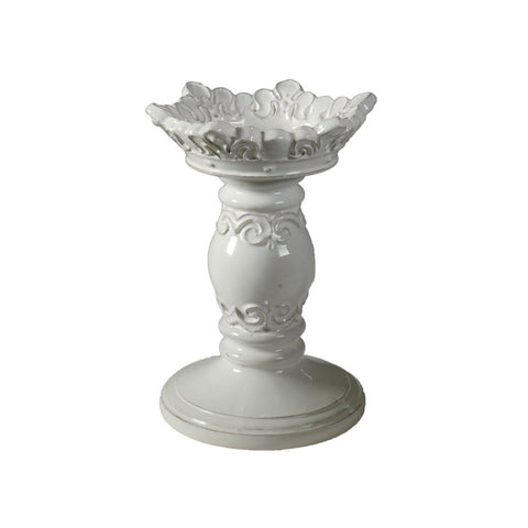 VIRGINIA CASA Candeliere corona REGALE in ceramica MADE IN ITALY bianco h 22 cm