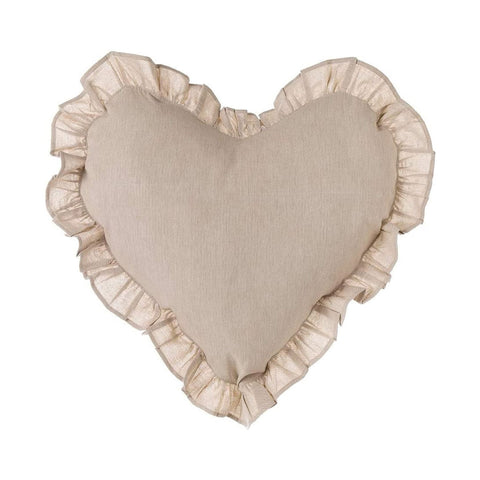 BLANC MARICLO' Cuscino arredo a cuore INFINITY con gala cotone beige 60x60 cm