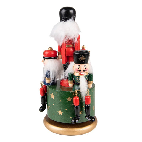 Clayre & Eef Addobbo natalizio Carillon con tre schiaccianoci verde e rosso 9x20cm